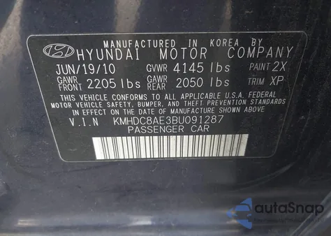 2011 Hyundai Elantra Touring Se from USA, damaged, VIN KMHDC8AE3BU091287
